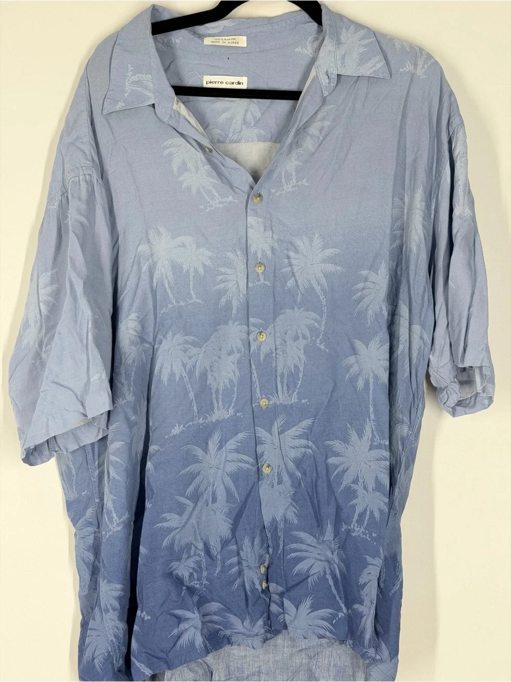 Pierre Cardin Blue Gradient Palm-Print Casual Button-Down